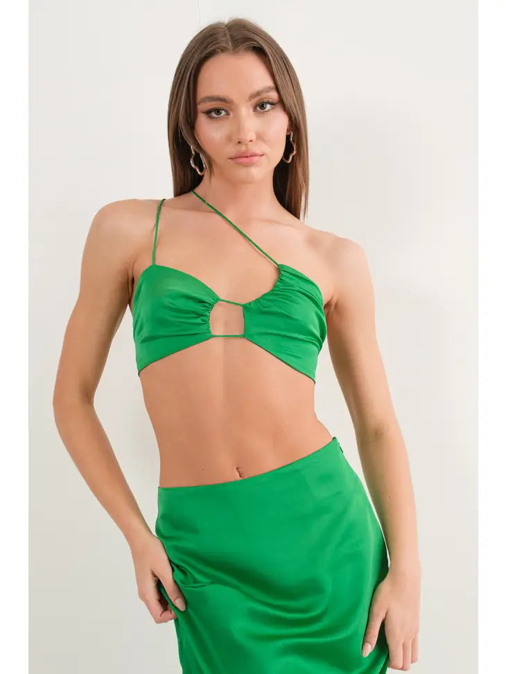 Kelly Asymmetrical Satin Crop