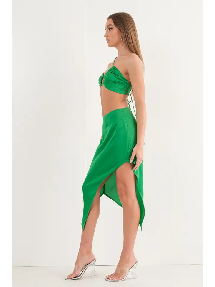 Kelly Asymmetrical Satin Crop