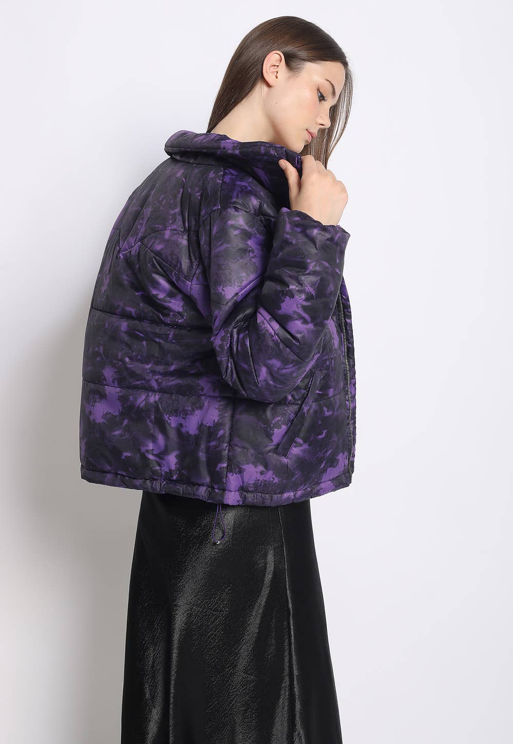 Purple Tie-Dye Puffer Jacket