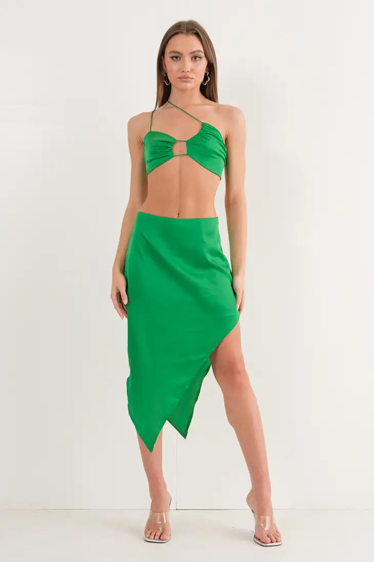 Kelly Asymmetrical Satin Crop