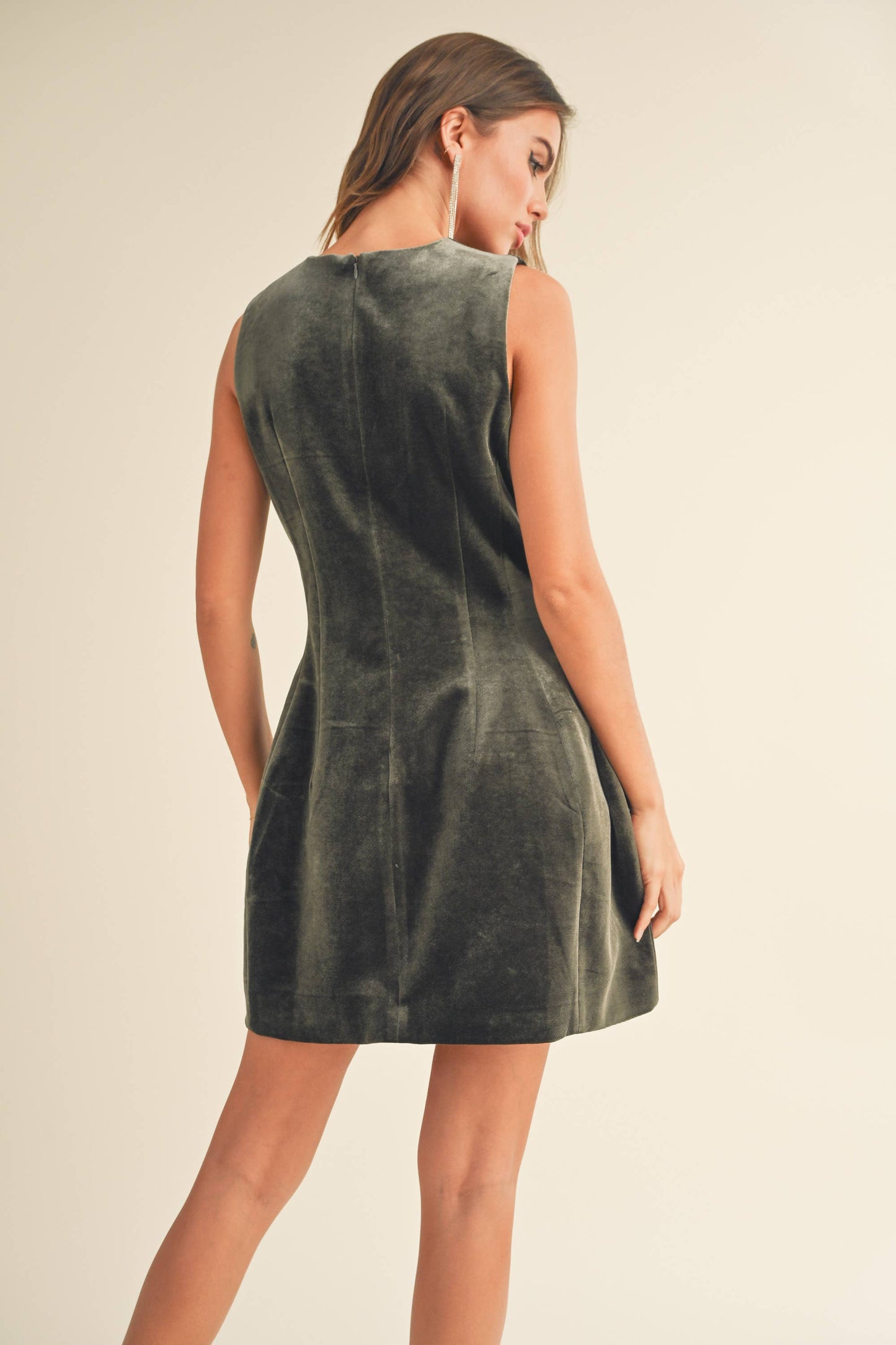 Olive Velvet Cocktail Dress