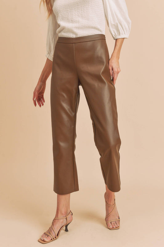 Katrina Brown Leather Pants